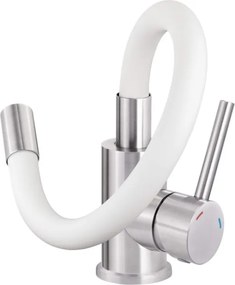 Luno Baterie chiuveta bucatarie finisaj crom - alb - flexibila BOC_W720