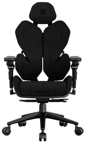RXGAMER K6-6001 Scaun ergonomic, cotiere 5D, tetiera 2D, mecanism multifunctional inclinare/blocare, pivotant, Textil, Negru