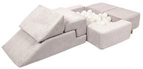 Teren de joacă din spumă crem 6 buc. din catifea reiată înălțime 40 cm 100x35 cm Montessori – Meowbaby