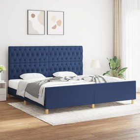 3125330 vidaXL Cadru de pat cu tăblie, albastru, 200x200 cm, textil