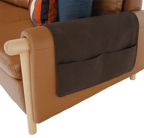 Canapea complet tapiţată cu 4 locuri, piele / piele ecologică maro auriu, LINSY