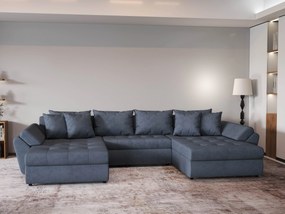 Colțar extensibil dumonde cu ladă de depozitare si sezut confortabil din spuma high-density, Loana U Enjoy Antracit 355x185 cm