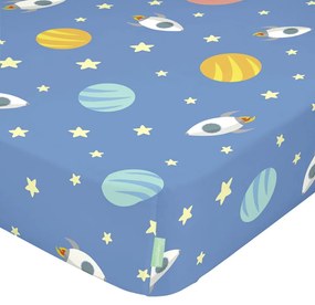 Cearșaf din bumbac pentru copii Happynois Astronaut, 120 x 60 cm