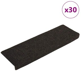 vidaXL Covorașe autoadezive pentru scări, 30 buc., 65x21x4 cm, maro închis, cu margini dreptunghiulare