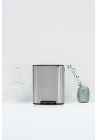 Cos de gunoi cu pedala Brabantia Bo Pedal 1003186, 60 L, Inchidere lina, Baza antiderapanta, Rezistent la amprente, Inox/Mat