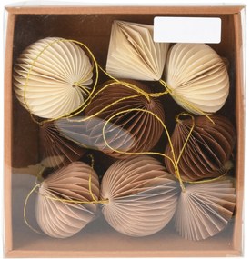 Set de ornamente din hârtie Ornaments bej, 6 cm, 9buc