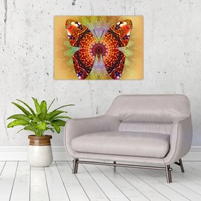 Tablou pe sticlă - Fluture etno (70x50 cm)
