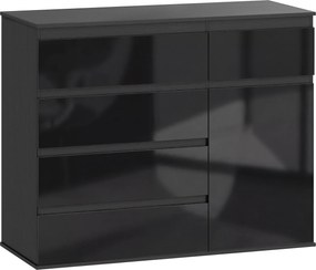 HOMCOM Sideboard modern, sideboard de depozitare cu 5 sertare, raft reglabil, ușă Soft-Close, negru lucios | Aosom Romania