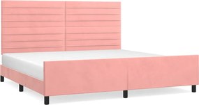 vidaXL Cadru de pat cu tăblie, roz, 200x200 cm, catifea