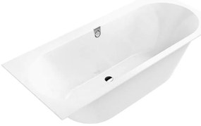 Cada baie dreptunghiulara incastrata, alba, compozit-quaryl, cu sifon si preaplin, Villeroy  Boch Oberon 2.0