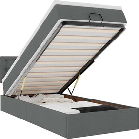 vidaXL Cadru de pat otoman cu saltele Gri închis 90x190cm țesătură