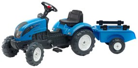 Tractor cu pedale pentru copii, Falk, Landini cu remorca, albastru