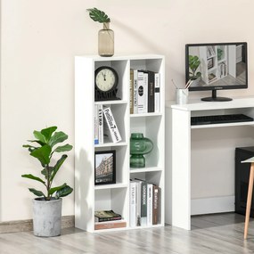 HOMCOM Bibliotecă din Lem Stil Vintage Cubica cu 7 Suporturi Diferite din MDF pentru Casă și Birou, 50x24x106 cm, Alb | Aosom Romania