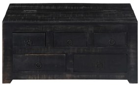 247986 vidaXL Măsuță de cafea, negru, 65 x 65 x 30 cm, lemn masiv de mago