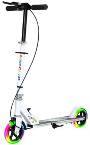AIYAPLAY Trotinetă copii 3-8 ani, trotinetă pliabilă 2 roți cu LED, roți luminoase, 4 reglaje înălțime, alb | Aosom Romania