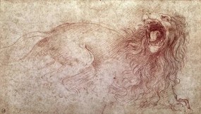 Reproducere Sketch of a roaring lion, Leonardo da Vinci