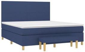 Pat box spring cu saltea, albastru, 180x200 cm, material textil Albastru, 180 x 200 cm, Design simplu