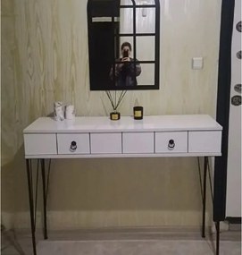 Consola hol Aida cu sertar culoare alb si negru