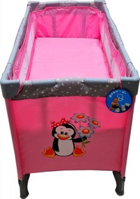 Patut Pliabil si Tarc copii Baby Care™ PRO FMG, 120X60 cm, 2 Niveluri de inaltime, Cu geanta transport inclusa, Plasa insecte, Roz