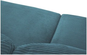 Canapea turcoaz extensibilă cu tapițerie din catifea reiată 250 cm Donatella – Milo Casa