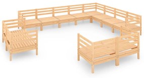 Set mobilier de gradina, 12 piese, lemn masiv de pin Maro, 1