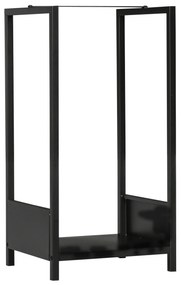 Outsunny Raft pentru Busteni  pentru Exterior si Interior din Otel, Suport pentru Lemne  Modern cu Baza Inaltata, 39x35x76cm, Negru | Aosom Romania