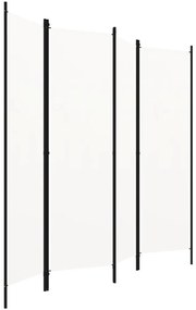 Paravan de camera cu 4 panouri, alb crem, 200 x 180 cm Alb, 4