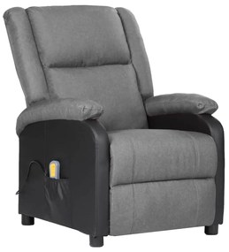 3098376 vidaXL Fotoliu de masaj electric, gri deschis, piele ecologică/textil