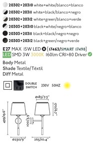 Aplica perete cu reader LED moderna design elegant SAVOY negru/verde
