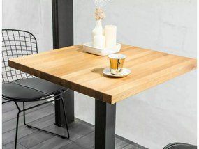 Masa de dining neagra cu blat de stejar PURO 80x80