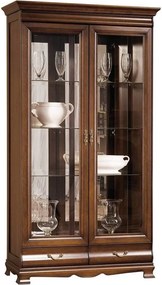Vitrină lemn masiv nuc Harper, 111 × 47 × 204 cm