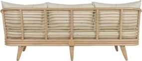 Canapea de exterior 3 locuri din rattan natural și stofă, cu perne incluse, „Nusa"