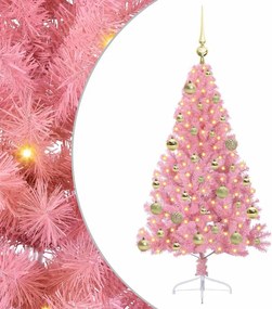 vidaXL Pom de Crăciun artificial pre-iluminat Roz 120 cm PVC
