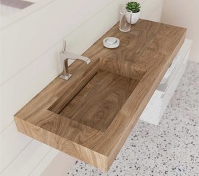 Set lemn masiv alb Mobilier Baie Suspendat Giulia Asimetric Mat Lavoar HPL Bleu