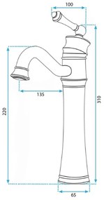 REA-B0227 - Baterie pentru lavoar VINTAGE OLD 31 cm, neagră