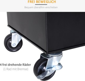 Carucior de lucru DURHAND, dulap pentru unelte, cutie de unelte cu 5 sertare, roti 360° din metal, 60 x 28 x 104,5 cm | Aosom Romania