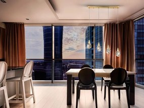 Lustra cu 4 Pendule LED design modern decorativ Aquaria auriu