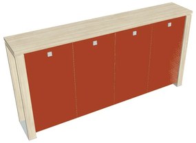 Dulap mediu pentru haine Verno+ S 260 x 46 x 130 cm, uși de sticlă, salcâm / portocaliu