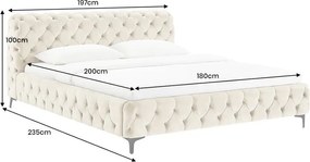 Pat elegant tapitat cu catifea Modern Barock 180x200cm, sampanie