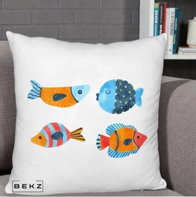 Perna Decorativa Pesti Acuarela, 40x40 cm, Alb Pufos, Husa Detasabila, Perna Inclusa, BEKZ®