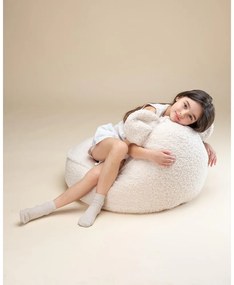 Fotoliu puf pentru copii crem cu tapițerie din țesătură bouclé Bear – Wigiwama