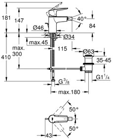 Grohe Start baterie bideu stativ negru 325602432
