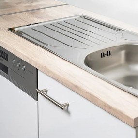 Dulap de bucătărie de colț Yorki 370, corp din stejar Sonoma, cu față alb satinat