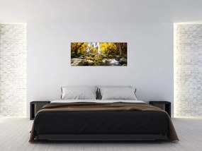 Tablou - Cascade în peisaj de toamnă, galben (120x50 cm)