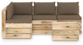 3074647 vidaXL Set mobilier de grădină cu perne, 5 piese, lemn verde tratat
