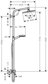 Coloana dus termostata Hansgrohe, Crometta S240, crom