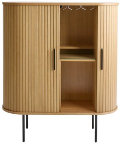 Dulap vinotecă în culoare naturală cu aspect de lemn de stejar cu ușă glisantă 100x118x40 cm Nola – Unique Furniture