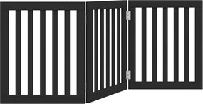 vidaXL Poartă pentru câini pliabilă 3 panouri negru, 150 cm, lemn plop