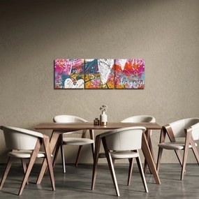Tablou - Inima pe un fundal abstract (cu ceas) (90x30 cm)