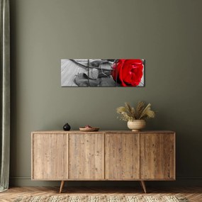 Tablou cu trandafiri roșii (cu ceas) (90x30 cm)
